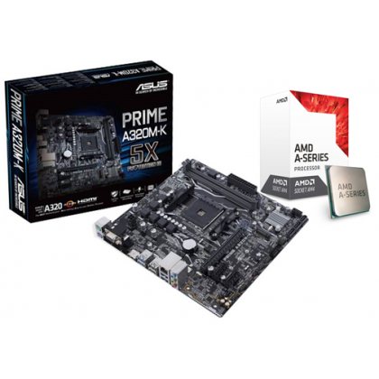 Asus Prime A320M-K MICRO ATX RYZEN MOTHERBOARD AM4 A320 VGA HDMI + AMD 7th Gen Bristol Ridge A8-9600 4 Core 3.1GHz AM4 65W Desktop Processor w/ Radeon R7 Graphics PROMO Package